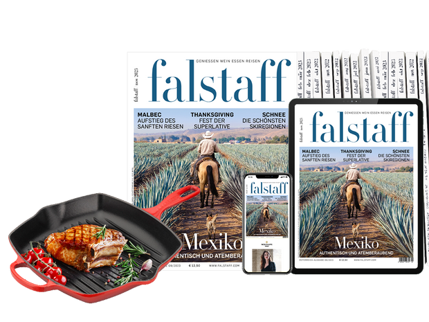 20 x FALSTAFF-MAGAZIN PRINT & DIGITAL & LE CREUSET Grillpfanne