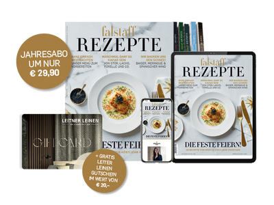 4 x FALSTAFF RECIPES PRINT & DIGITAL + 20€ Leitner linen