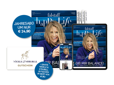 4 x Falstaff Happy Life + € 20,- Nägele & Strubell Gutschein