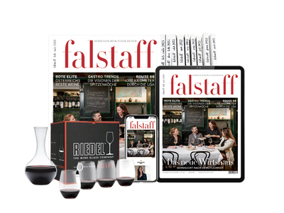 10 x FALSTAFF-MAGAZINE STAMPA E DIGITALE & RIEDEL 'O' Set regalo