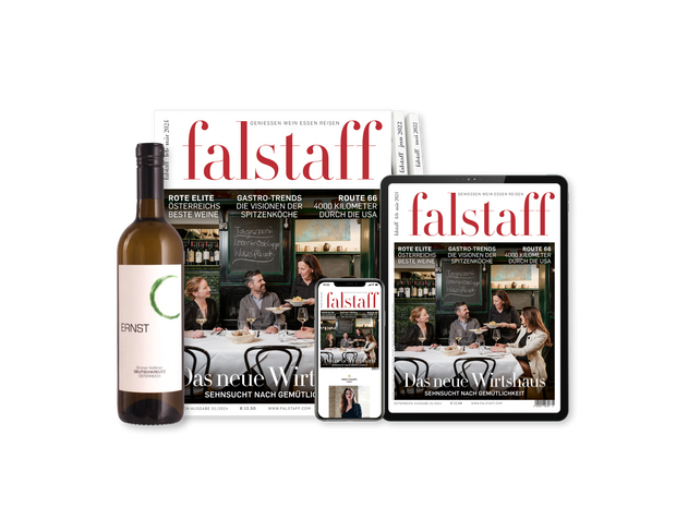 3 x Falstaff Magazine Print & Digital & 1 bottle Weingut Ernst Grüner Veltliner 0,75l