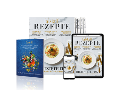 4 x FALSTAFF-REZEPTE PRINT + DIGITAL & Falstaff Kochbuch "Stars von Morgen"