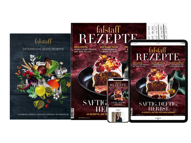 4 x FALSTAFF REZEPTE PRINT & DIGITAL + Falstaff Kochbuch »Österreichs beste Rezepte«