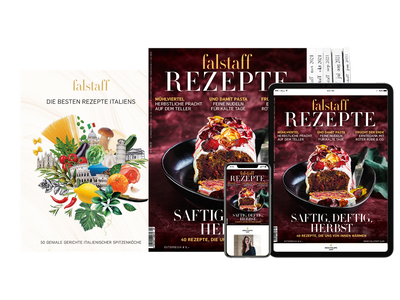 6 x FALSTAFF REZEPTE PRINT & DIGITAL + Falstaff Kochbuch »Die besten Rezepte Italiens«